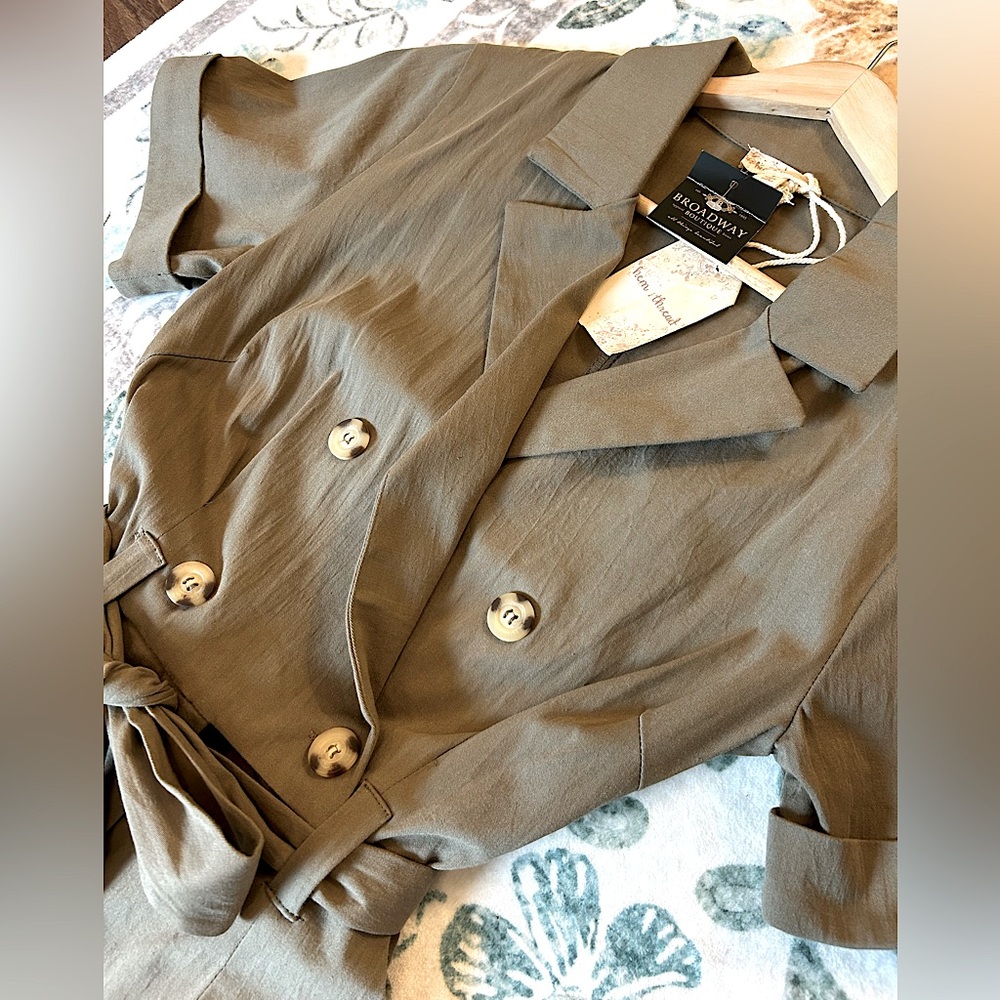 Hem & Thread Olive Green Short Sleeve Romper - Picture 6 of 16